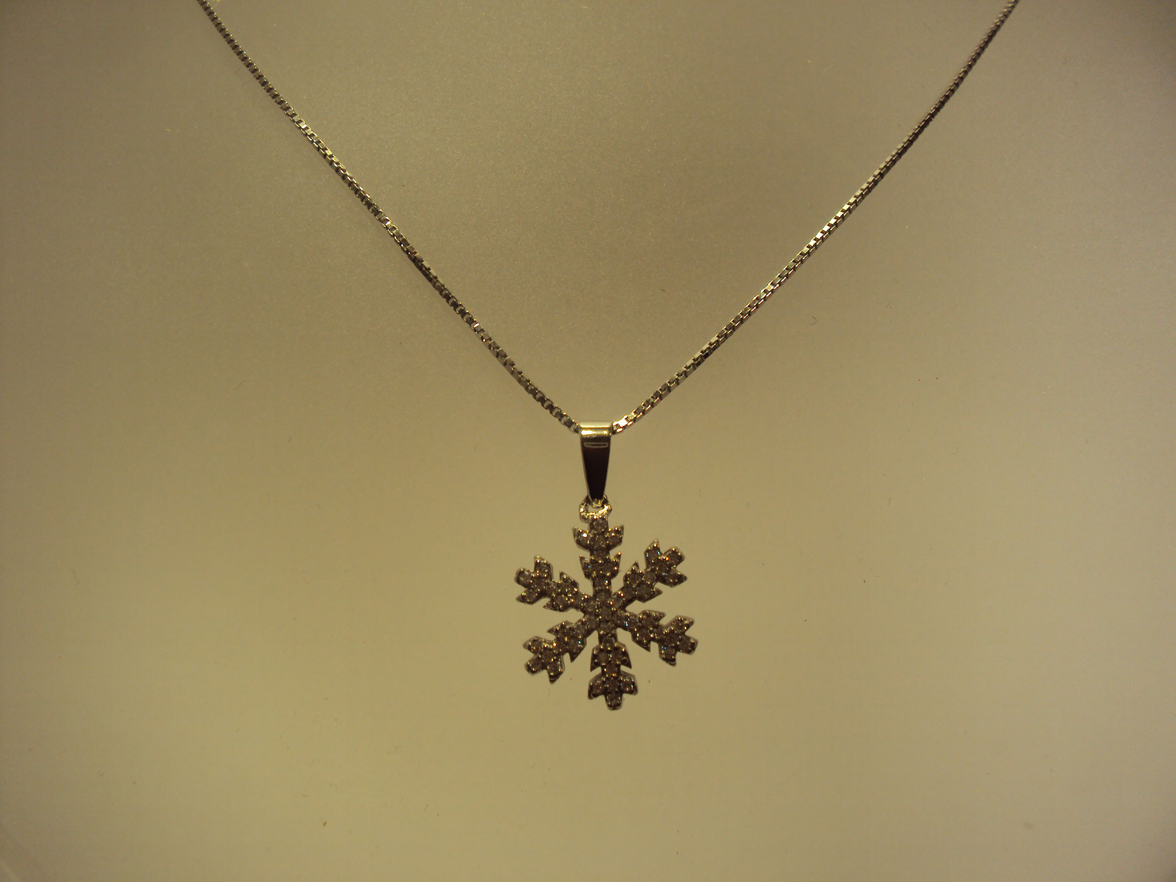 Estrella de nieve con cadena de plata 45€