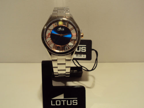 Reloj mujer Lotus fondo transparente,azul eléctrico y cobrizo.99€